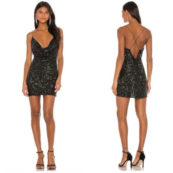Jay Godfrey Baldwin Cowl Neck Mini Dress Black Size 6 - Picture 1 of 5